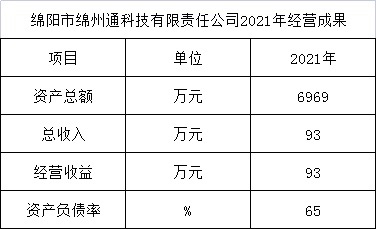 綿陽市綿州通科技有限責任公司2021年經(jīng)營成果(圖1)